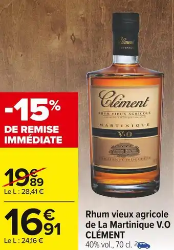 Clément rhum vieux agricole de la martinique v.o