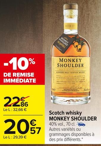 Carrefour Market Monkey shoulder scotch whisky offre