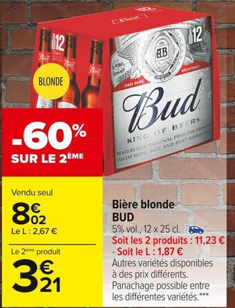 Carrefour Market Bud bière blonde offre