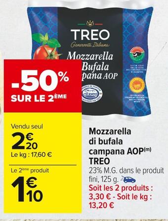 Carrefour Market Treo mozzarella di bufala campana aop offre