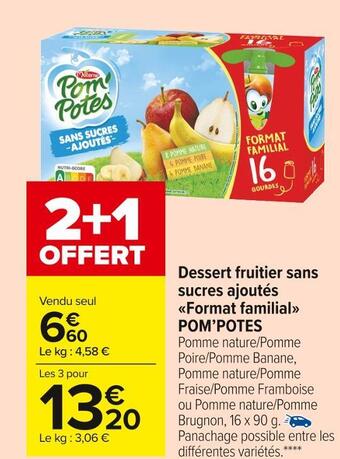 Carrefour Market Materne dessert fruitier sans sucres ajoutés format familial offre