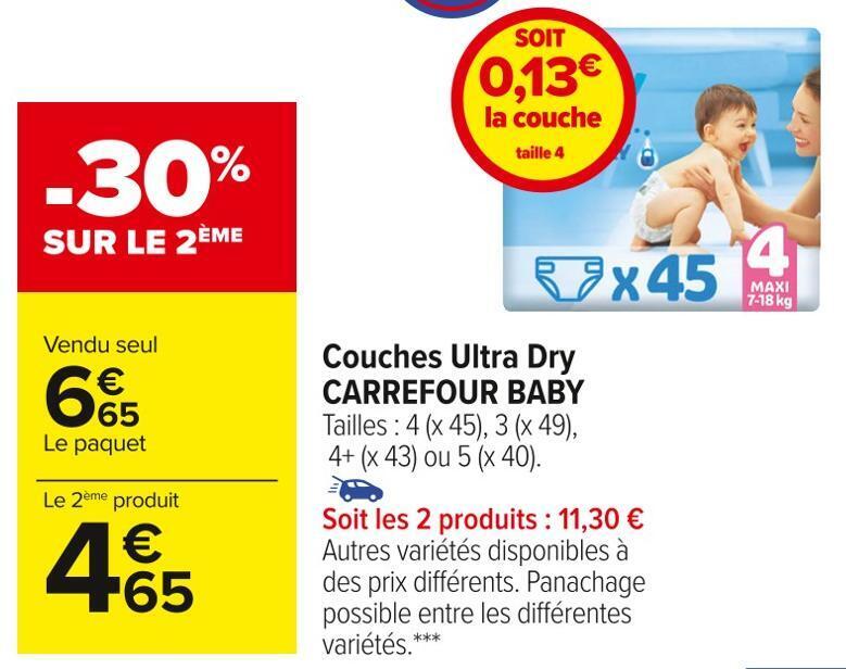 Promo Carrefour baby couches ultra dry chez Carrefour Market