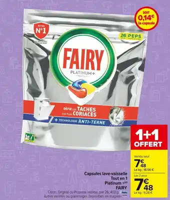 Fairy capsules lave-vaisselle tout en 1 platinum +