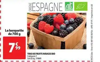 Auchan Direct Trio De Fruits Rouges Bio offre