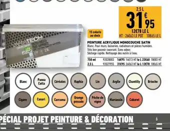 Brico Cash Variatech Peinture Acrylique Monocouche Satin offre
