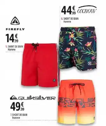 Intersport Short De Bain Homme Firefly, Short De Bain Homme Quiksilver, Short De Bain Homme Oxbow offre