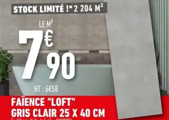 Brico Cash Faïence Loft Gris Clair 25x40 Cm offre