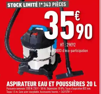 Brico Cash Aspirateur Eau Et Poussières 20 L offre