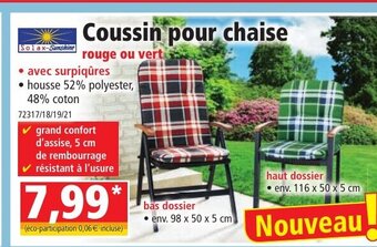 Norma Coussin pour chaise offre