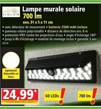 Norma Lampe murale solaire 700lm offre