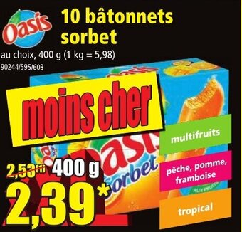 Norma Oasis 10 Bâtonnets sorbet offre