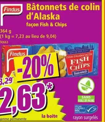 Norma Findus Bâtonnets de colin d'Alaska offre