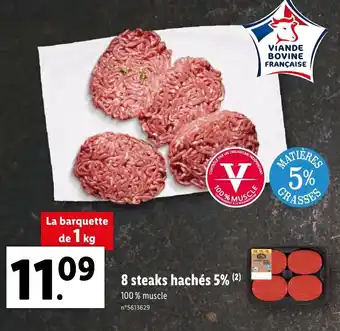 Lidl 8 Steaks hachés 5% offre