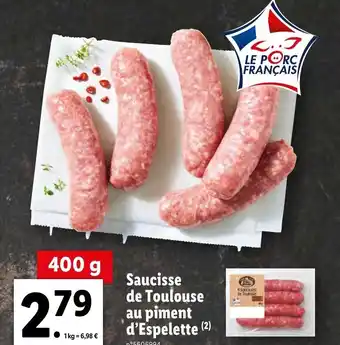 Lidl Saucisse de Toulouse au piment d'Espelette offre