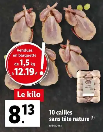 Lidl 10 Cailles sans tête nature offre