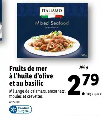 Lidl Italiamo Fruits de mer à l'huile d'olive et au basilic offre