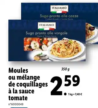 Lidl Italiamo Moules ou mélange de coquillages à la sauce tomate offre
