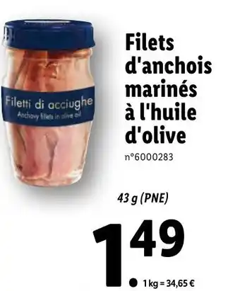 Lidl Filets d'anchois marinés à l'huile d'olive offre