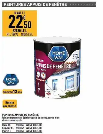 Brico Cash Peinture Appuis De Fenêtre Homeway offre