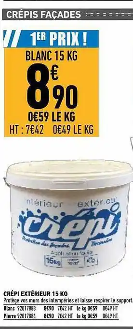 Brico Cash Crépi Extérieur 15 Kg offre