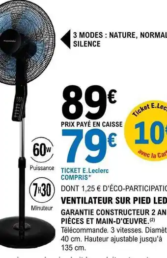 E.Leclerc Brico Ventilateur Sur Pied Led offre