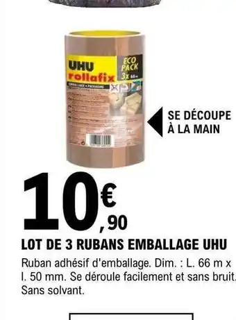 E.Leclerc Brico Lot De 3 Rubans Emballage Uhu offre