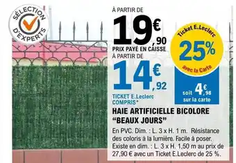 E.Leclerc Brico Haie Artificielle Bicolore offre