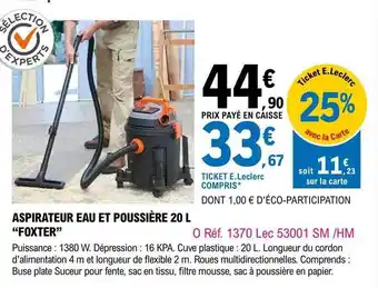 E.Leclerc Brico Aspirateur Eau Et Poussière 20l offre