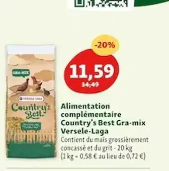 Maxi Zoo Alimentation Complémentaire Country's Best Gra-mix Versele-laga offre
