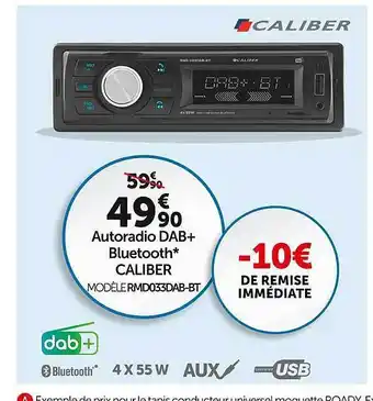 Roady Autoradio Dab+ Bluetooth Caliber offre