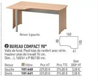 Hyperburo Bureau Compact 90° offre
