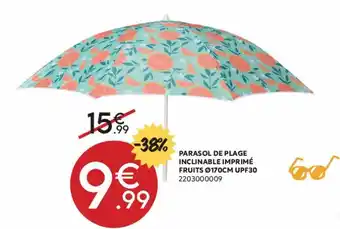 Maxi Bazar Parasol de plage inclinable imprimé fruits offre