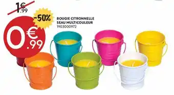 Maxi Bazar Bougie citronnelle seau multicouleur offre
