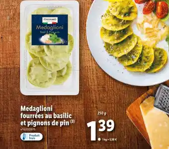 Lidl Italiamo Medaglioni Fourrées au Basilic et Pignons de Pin offre