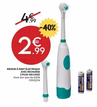 Maxi Bazar Brosse à dent électrique avce recharge 2 piles incluses offre