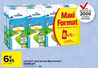 Carrefour Market GRANDLAIT Lait U.H.T, demi-écrémé maxi-format offre