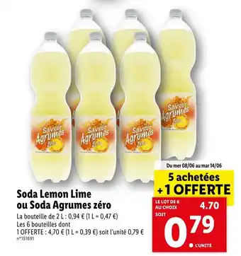 Lidl Soda Lemon Lime ou Soda Agrumes Zéro offre