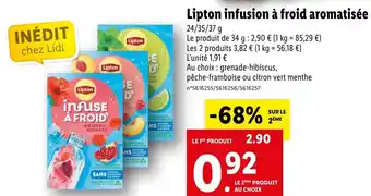 Lidl Lipton infusion à froid aromatisée offre