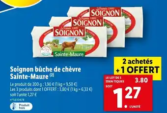 Lidl Soignon buche de chèvre Sainte-Maure offre