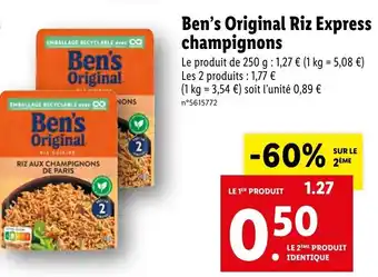 Lidl Ben's Original Riz express champignons offre