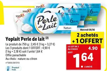 Lidl Perle de lait Yoplait offre