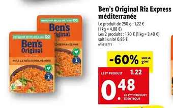 Lidl Ben's Original riz express méditerranée offre