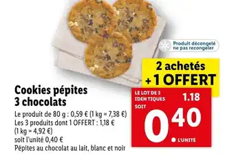 Lidl Cookies pépites 3 chocolats offre