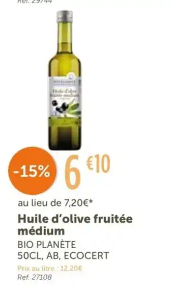 Bio Planète Huile d'Olive Fruitée Médium
