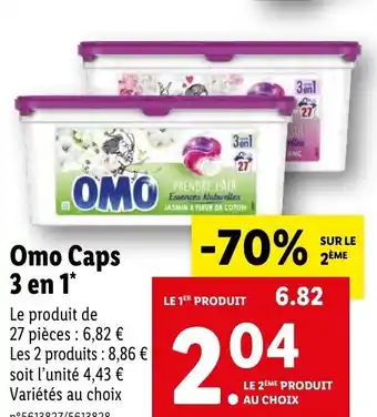 Lidl Omo Caps 3 en 1 offre
