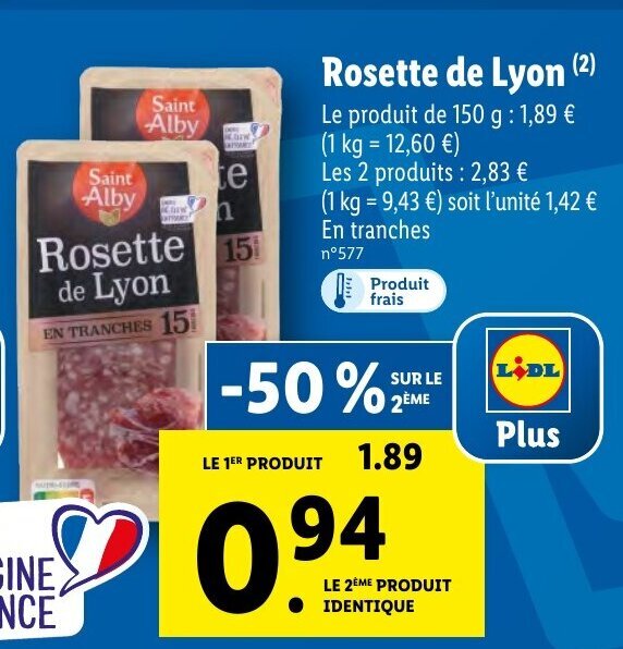 Promo Saint Alby Rosette de Lyon chez Lidl