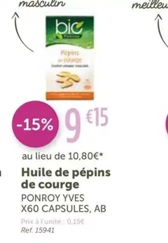 L'Eau Vive Ponroy Yves Huile de Pépins de Courge offre