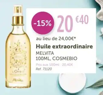 L'Eau Vive Melvita Huile Extraordinaire offre
