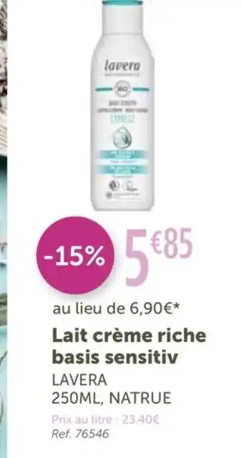 L'Eau Vive Lavera Lait Crème Riche Basis Sensitiv offre