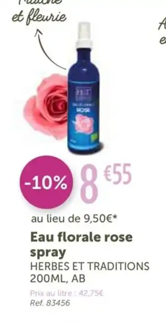 L'Eau Vive Herbes Et Traditions Eau Florale Rose Spray offre